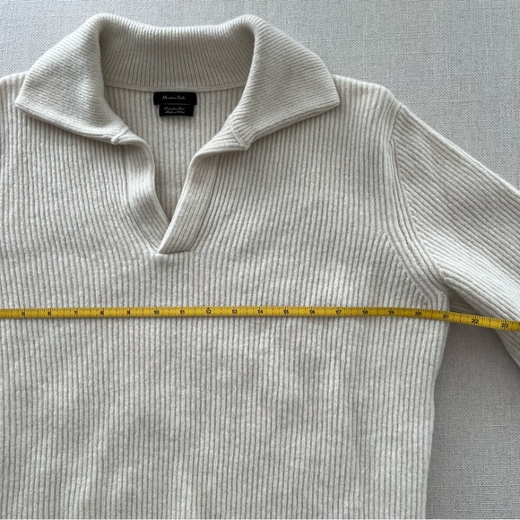 MASSIMO DUTTI Extrafine Wool Blend Ribbed Knit Polo Sweater - Picture 16 of 16